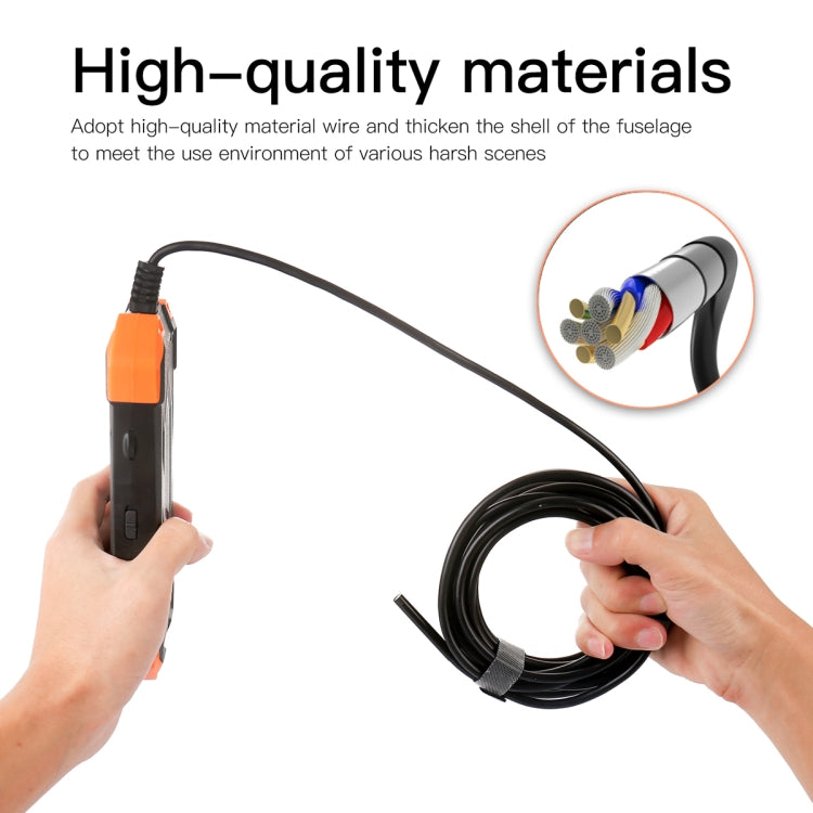 T20 4.3 inch IPS Screen 5.5mm Dual Camera IP67 Water-resistant Hard Cable Digital Endoscope, Length:2m(Black Orange)