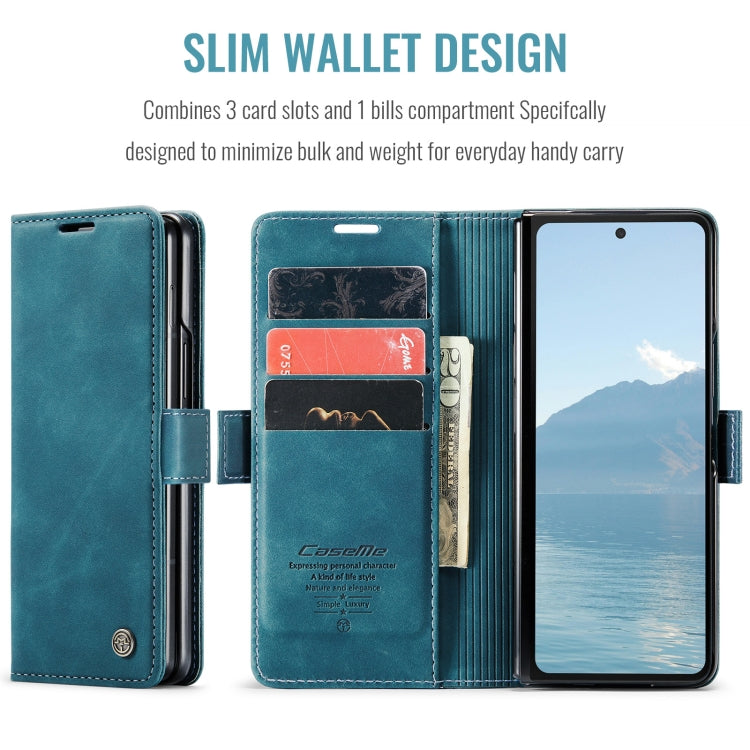 For Samsung Galaxy Z Fold6 5G CaseMe 013 Multifunctional Horizontal Flip Leather Phone Case(Blue)