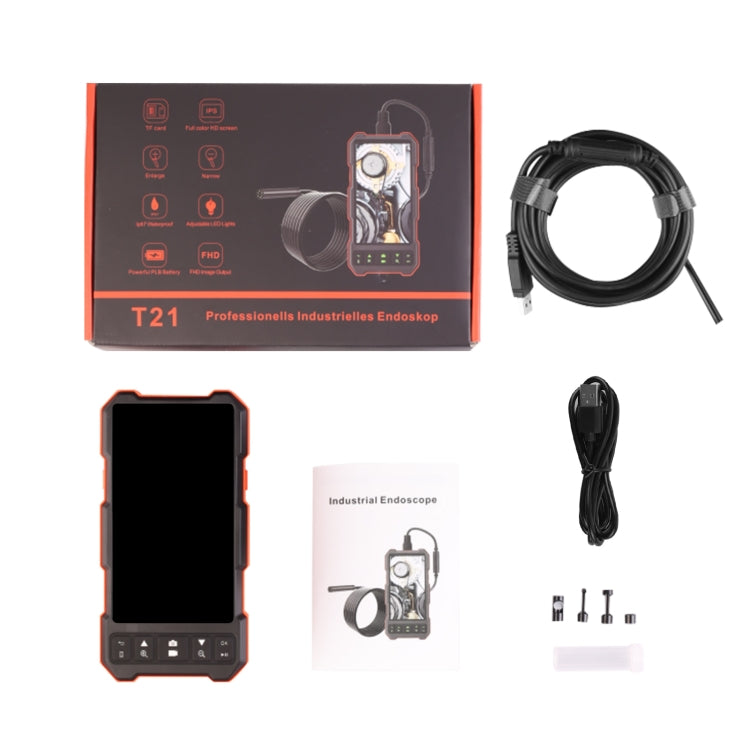T21 4.5 inch IPS Color Screen 3.9mm Single Camera Split Hard Cable Industrial Endoscope, Length:1m(Black Red) - by PMC TechLife | Online Shopping South Africa | PMC TechLife | Buy Now Pay Later Mobicred
