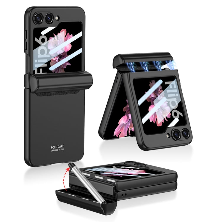 For Samsung Galaxy Z Flip6 / Flip7 FE GKK Integrated Magnetic Full Coverage Flip Phone Case with Pen Box+Pen(Black)