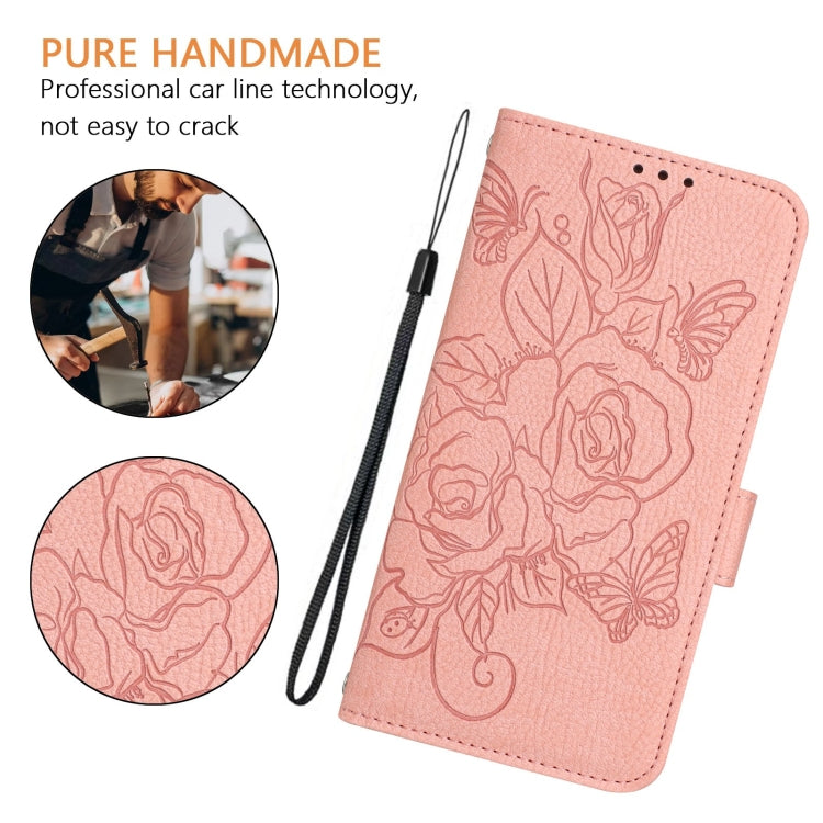 For Samsung Galaxy S25 Ultra 5G Embossed Rose RFID Anti-theft Leather Phone Case(Pink) - Galaxy S25 Ultra 5G Cases by PMC Jewellery | Online Shopping South Africa | PMC Jewellery | Buy Now Pay Later Mobicred