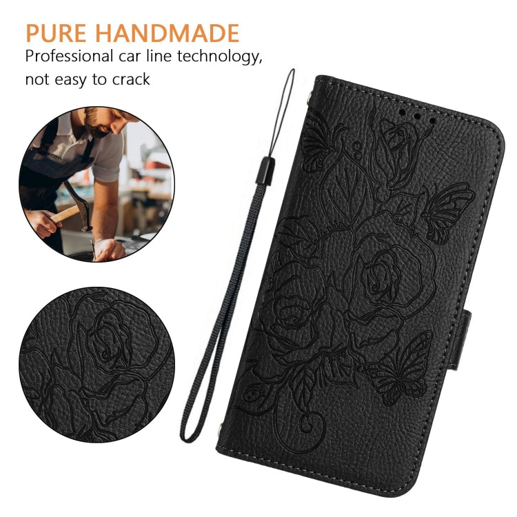 For Blackview A52 Embossed Rose RFID Anti-theft Leather Phone Case(Black) - More Brand by PMC TechLife | Online Shopping South Africa | PMC TechLife | Buy Now Pay Later Mobicred