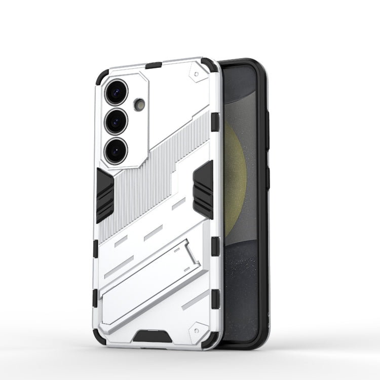 For Samsung Galaxy S25 5G Punk Armor 2 in 1 PC + TPU Shockproof Phone Case with Invisible Holder(White)