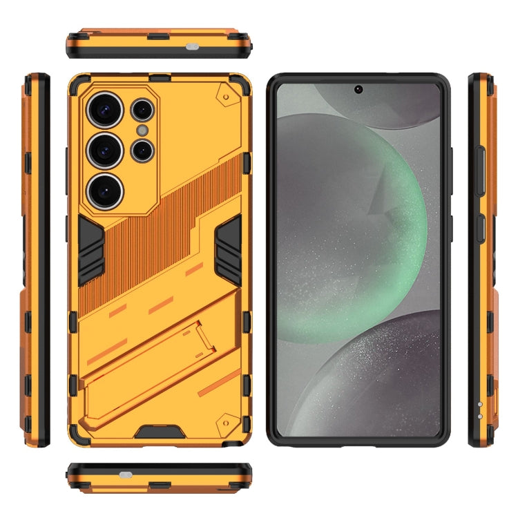 For Samsung Galaxy S25 Ultra 5G Punk Armor 2 in 1 PC + TPU Shockproof Phone Case with Invisible Holder(Orange)