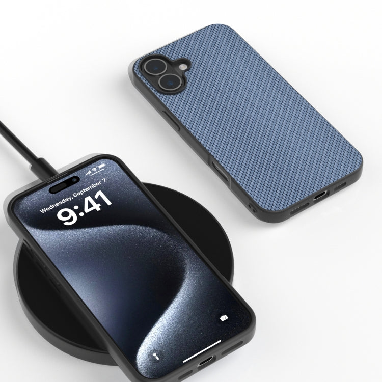 For iPhone 16 Carbon Fiber Texture Protective Phone Case(Light Blue) - iPhone 16 Cases by PMC TechLife | Online Shopping South Africa | PMC TechLife | Buy Now Pay Later Mobicred