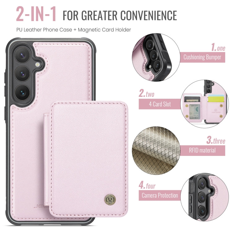For Samsung Galaxy S24 5G JEEHOOD J05 Business Magnetic Style RFID Leather Phone Case(Pink)