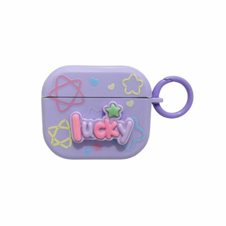 For AirPods 3 Fresh 3D Text Skin Feel Earbuds Box PC Case(Purple)