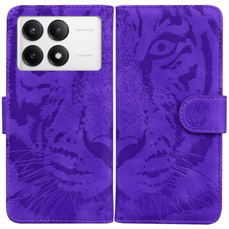 For Redmi K70 / K70 Pro Tiger Embossing Pattern Flip Leather Phone Case(Purple)