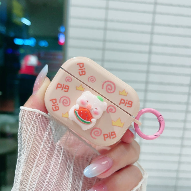 For AirPods Pro 2 Fresh 3D Piglet Pattern Earbuds Box PC Case