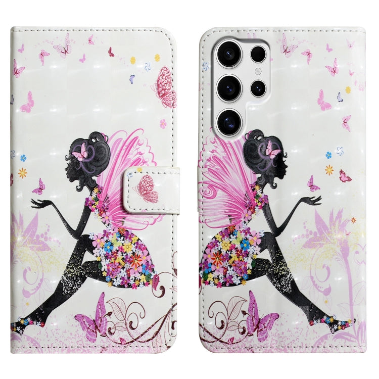 For Samsung Galaxy S25 Ultra 5G Oil Embossed 3D Drawing Leather Phone Case(Flower Fairy)