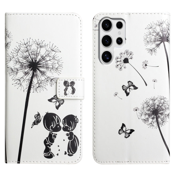 For Samsung Galaxy S25 Ultra 5G Oil Embossed 3D Drawing Leather Phone Case(Couple Dandelion)