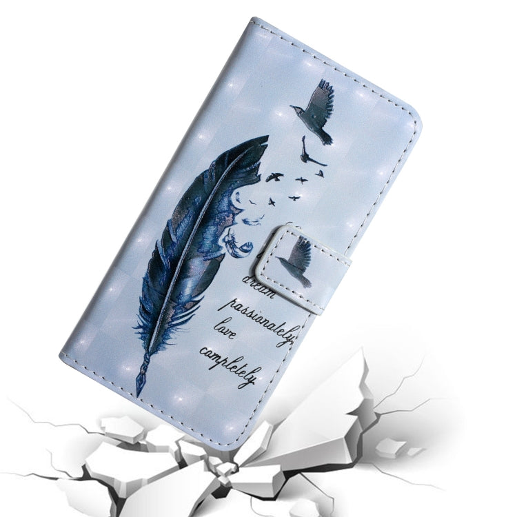 For Samsung Galaxy S25 Ultra 5G Oil Embossed 3D Drawing Leather Phone Case(Blue Feather)