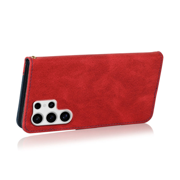 For Samsung Galaxy S25 Ultra 5G Dual-color Stitching Leather Phone Case(Red Blue) - Galaxy S25 Ultra 5G Cases by PMC TechLife | Online Shopping South Africa | PMC TechLife | Buy Now Pay Later Mobicred