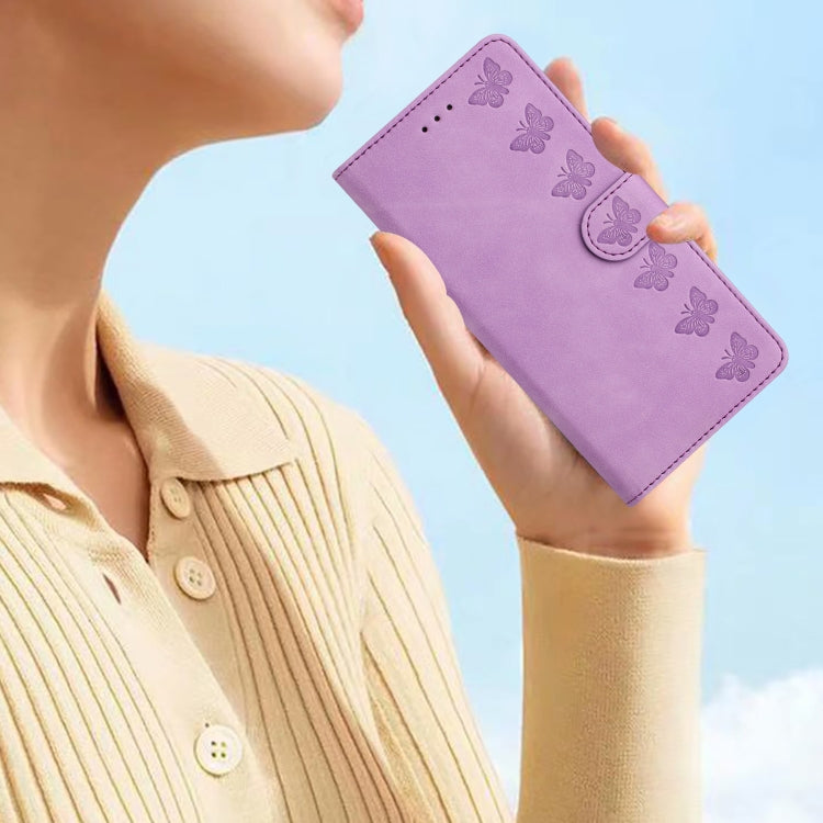 For Samsung Galaxy S25 5G Seven Butterflies Embossed Leather Phone Case(Purple) - Galaxy S25 5G Cases by PMC Jewellery | Online Shopping South Africa | PMC Jewellery | Buy Now Pay Later Mobicred
