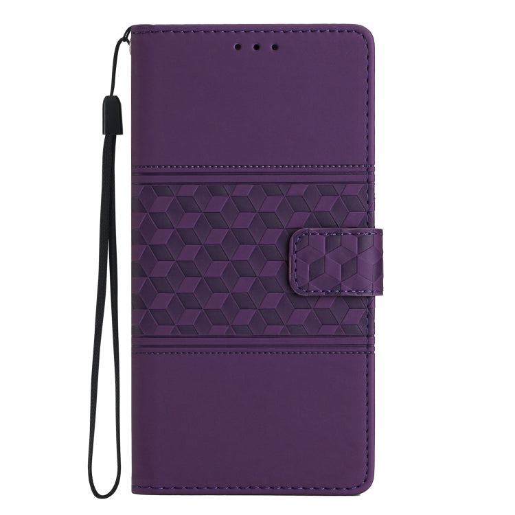For Samsung Galaxy S25 Ultra 5G Diamond Embossed Skin Feel Leather Phone Case(Purple)