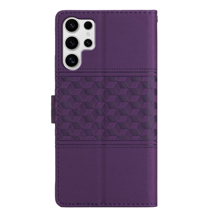 For Samsung Galaxy S25 Ultra 5G Diamond Embossed Skin Feel Leather Phone Case(Purple)