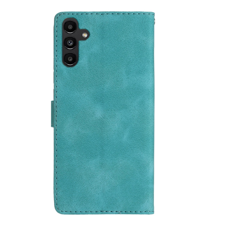 For Samsung Galaxy S25+ 5G Flower Butterfly Embossing Pattern Leather Phone Case(Sky Blue)