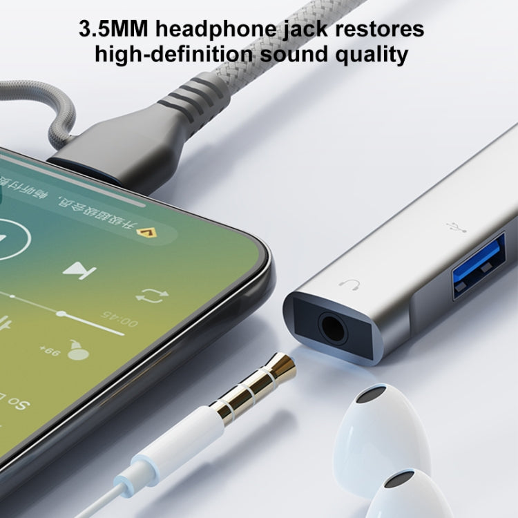 5 in 2 Multi-function HUB Adapter, Interface:USB-C / Type-C + 8 Pin(Silver) - free shipping - PMC Jewellery - Order now!