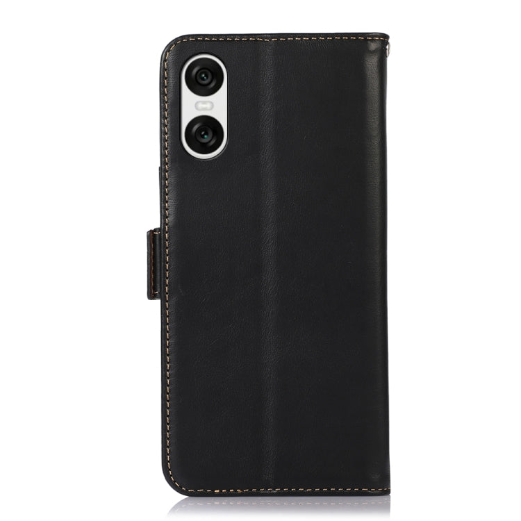 For Sony Xperia 10 VI Magnetic Crazy Horse Texture Genuine Leather RFID Phone Case(Black)