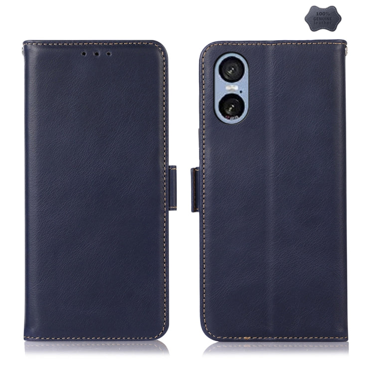 For Sony Xperia 5 VI Magnetic Crazy Horse Texture Genuine Leather RFID Phone Case(Blue) - Sony Cases by PMC Jewellery | Online Shopping South Africa | PMC Jewellery | Buy Now Pay Later Mobicred