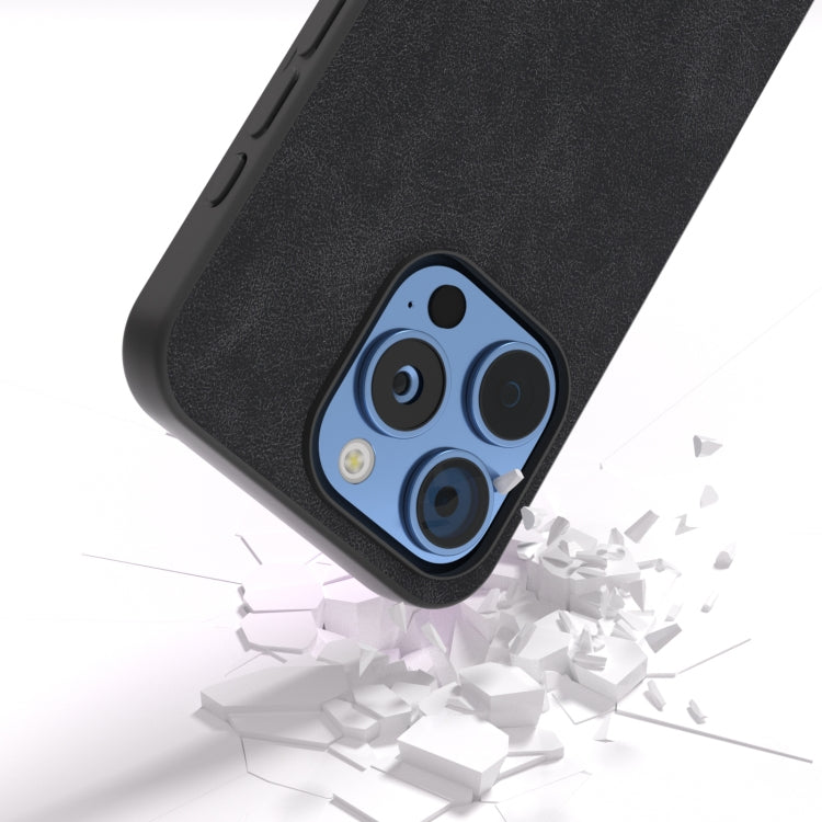For iPhone 16 Pro Black Frame PU Leather Full Coverage Phone Case(Black)