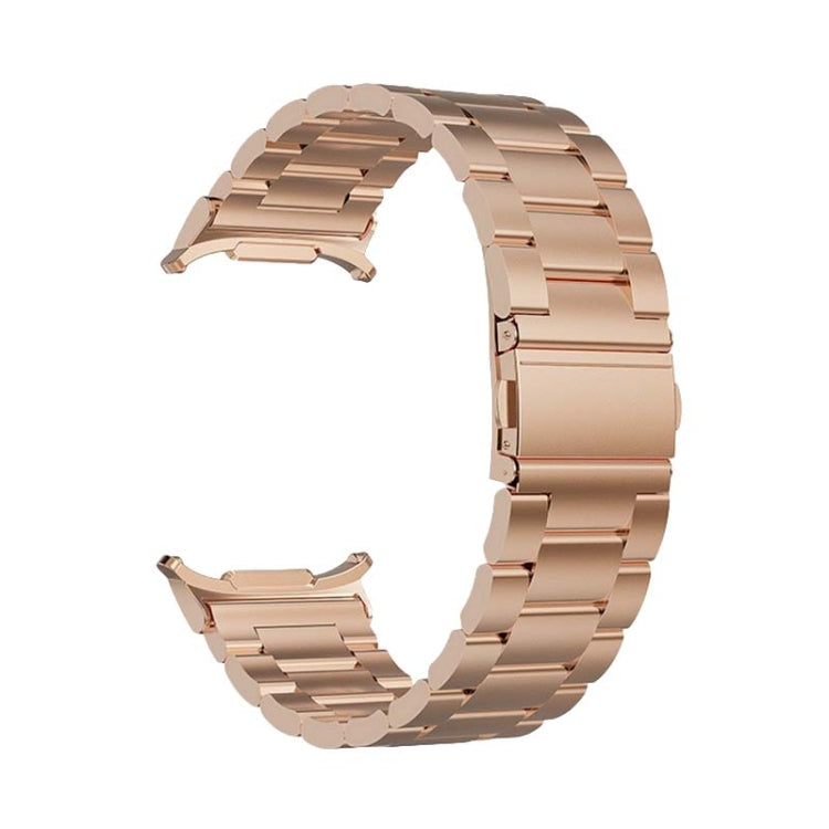 For Samsung Galaxy Watch Ultra 47mm Three Beads Steel Watch Band(Rose Gold)