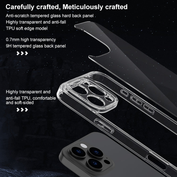 For iPhone 16 Pro Four Corner Airbag Transparent Glass Phone Case