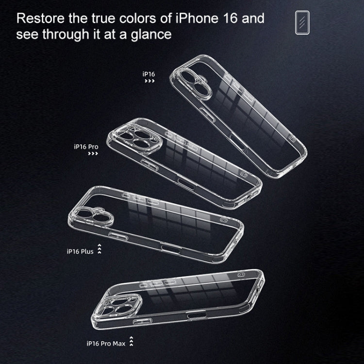 For iPhone 16 Plus Four Corner Airbag Transparent Glass Phone Case
