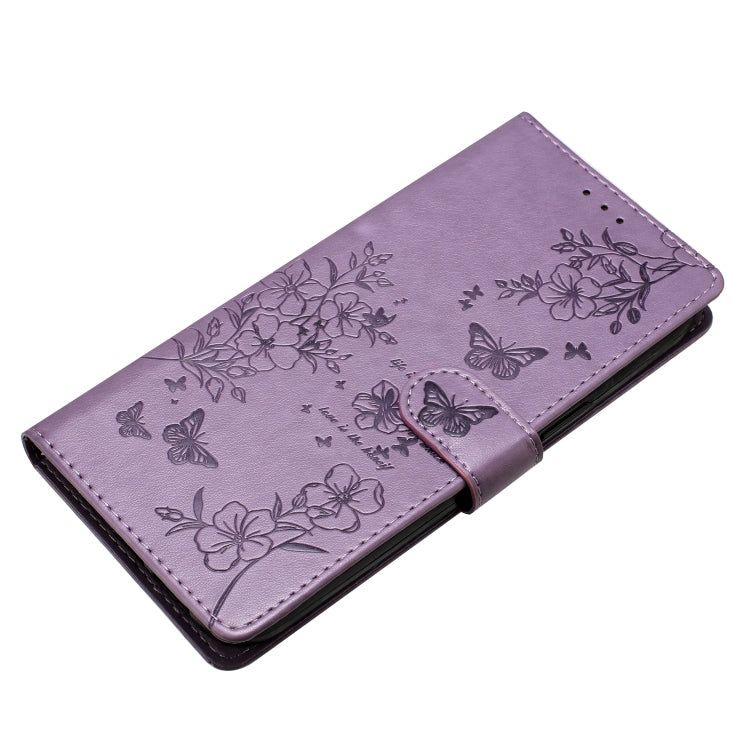 For Blackview A55 Pro Butterflies and Flowers Leather Phone Case(Purple) - More Brand by PMC TechLife | Online Shopping South Africa | PMC TechLife | Buy Now Pay Later Mobicred