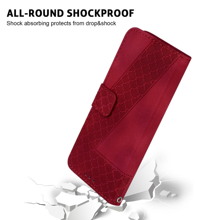For Samsung Galaxy S25+ 5G Seven-shaped Embossed Leather Phone Case(Red) - Galaxy S25+ 5G Cases by PMC Jewellery | Online Shopping South Africa | PMC Jewellery | Buy Now Pay Later Mobicred