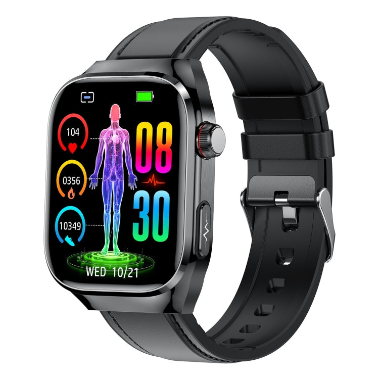 TK16 2.04 inch LCD Screen Leather Strap Smart Watch Supports Wellness Tracking(Black)