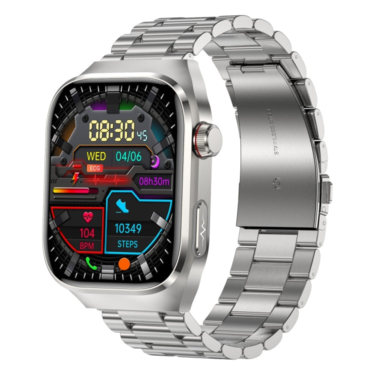 TK16 2.04 inch LCD Screen Steel Strap Smart Watch Supports Wellness Tracking(Silver)