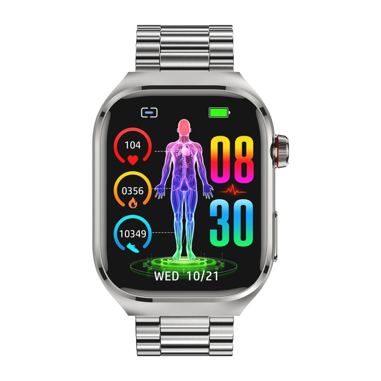 TK16 2.04 inch LCD Screen Steel Strap Smart Watch Supports Wellness Tracking(Silver)