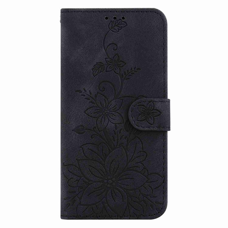 For Samsung Galaxy S25 Ultra 5G Lily Embossed Leather Phone Case(Black)