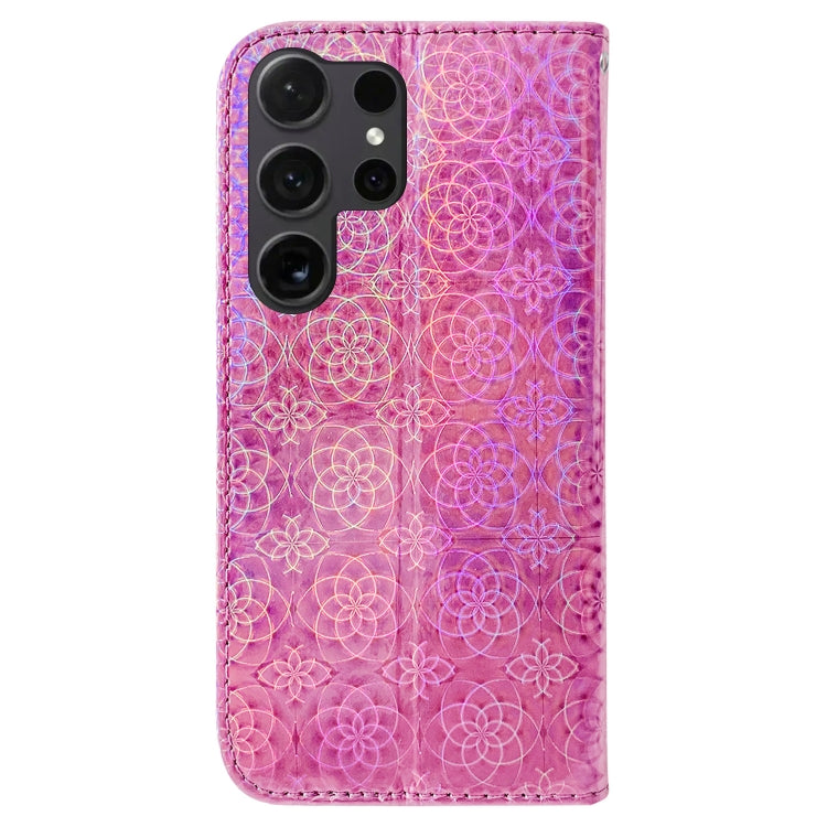 For Samsung Galaxy S25 Ultra 5G Colorful Magnetic Buckle Leather Phone Case(Pink)