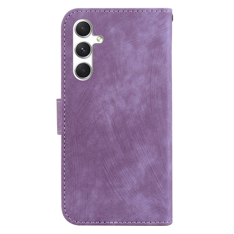 For Samsung Galaxy S25 5G Little Tiger Embossed Leather Phone Case(Purple)