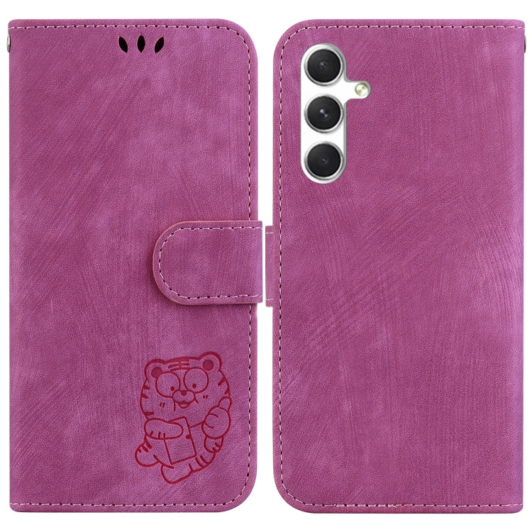 For Samsung Galaxy S25+ 5G Little Tiger Embossed Leather Phone Case(Rose Red)