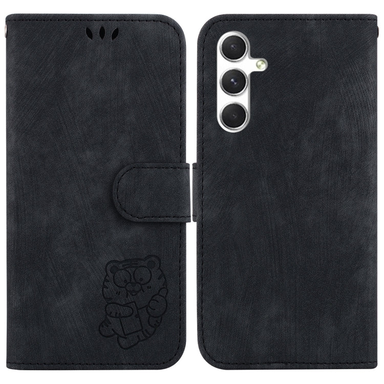 For Samsung Galaxy S25+ 5G Little Tiger Embossed Leather Phone Case(Black)