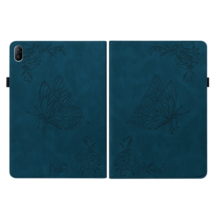 For Huawei MatePad SE 11 2024 Butterfly Flower Embossed Leather Tablet Case(Blue)