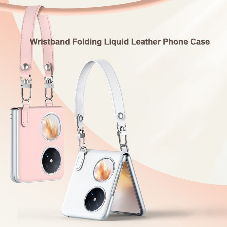For Huawei P50 Pocket / Pocket S SULADA Skin Feel Liquid Leather Phone Case with Strap(White)