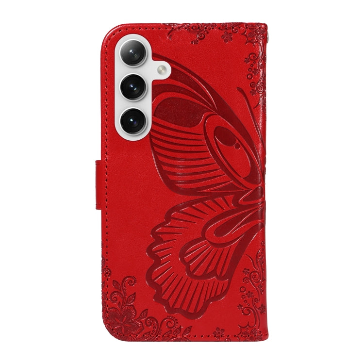 For Samsung Galaxy S25+ / S24+ 5G Swallowtail Butterfly Embossed Leather Phone Case(Red)