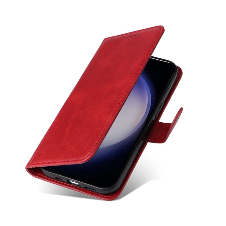For Samsung Galaxy S25 5G Classic Calf Texture Flip Leather Phone Case(Red)