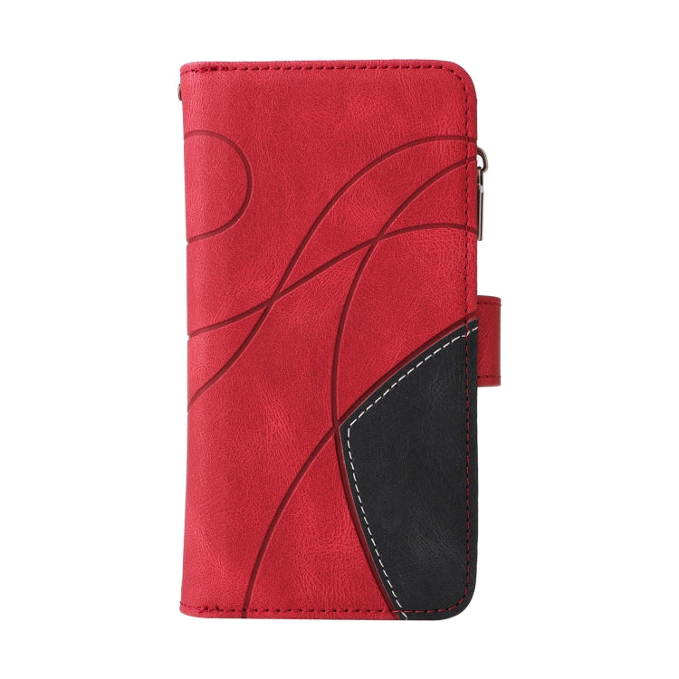 For Redmi K70 Dual-color 9 Card Slots Zipper Wallet Leather Phone Case(Red)
