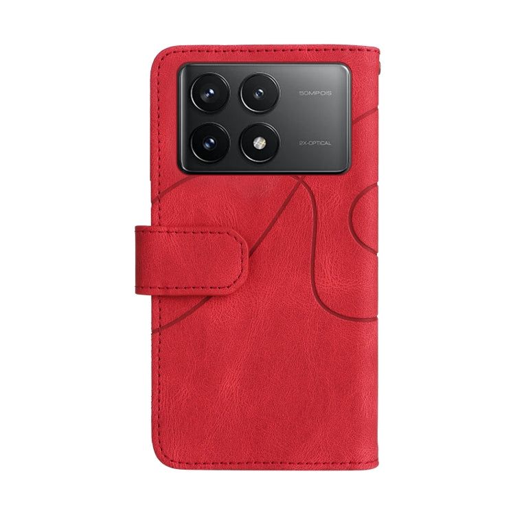 For Redmi K70 Dual-color 9 Card Slots Zipper Wallet Leather Phone Case(Red)