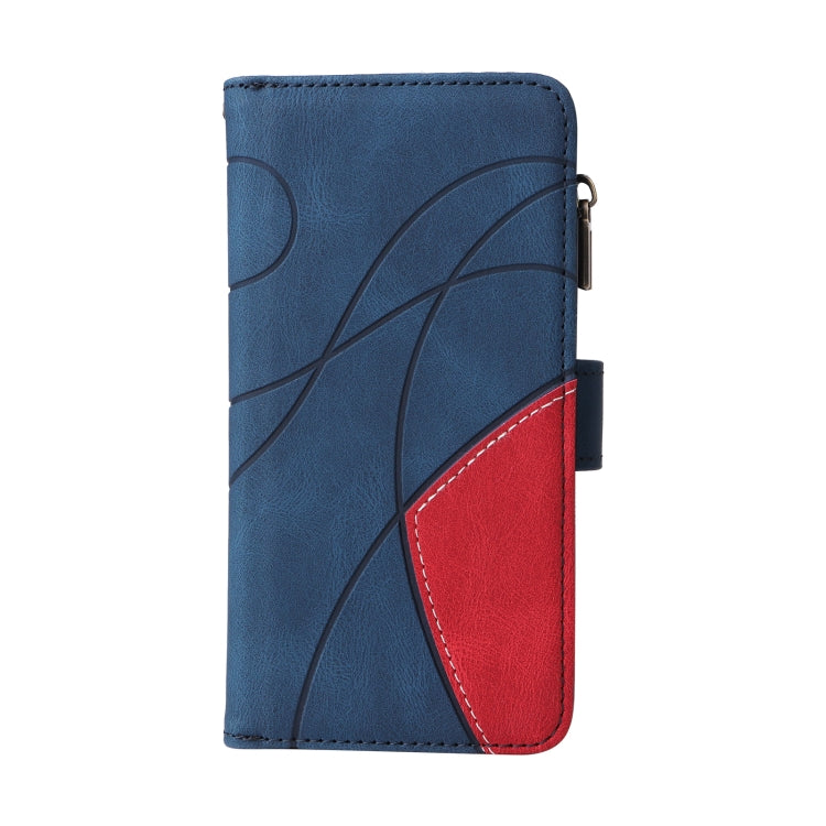 For Redmi K70 Dual-color 9 Card Slots Zipper Wallet Leather Phone Case(Blue)