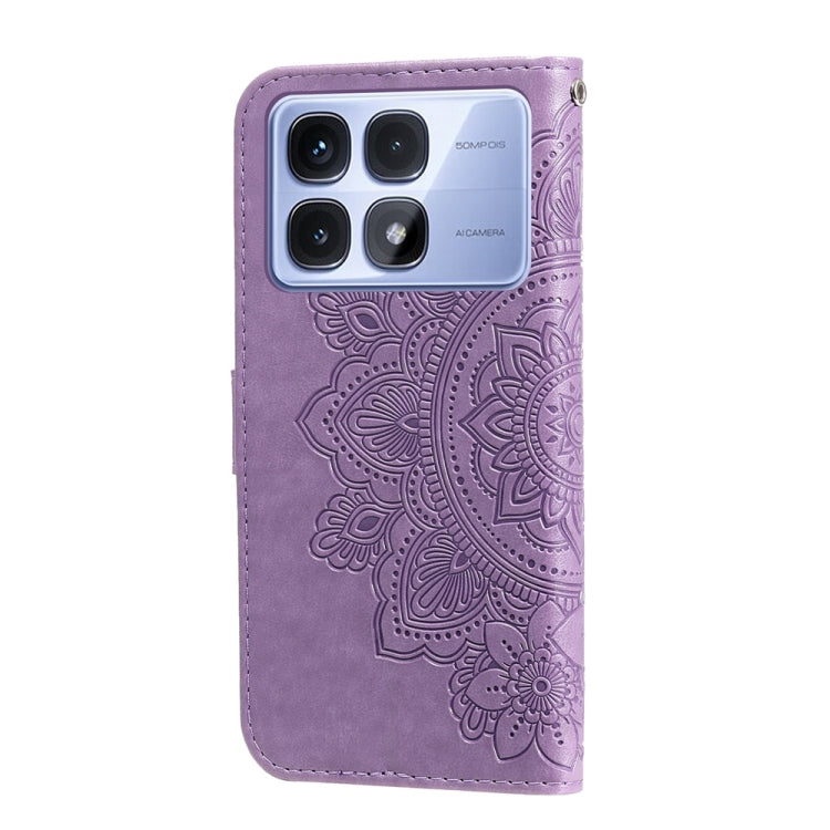 For Redmi K70 Ultra Seven-petal Flowers Embossing Leather Phone Case(Light Purple)