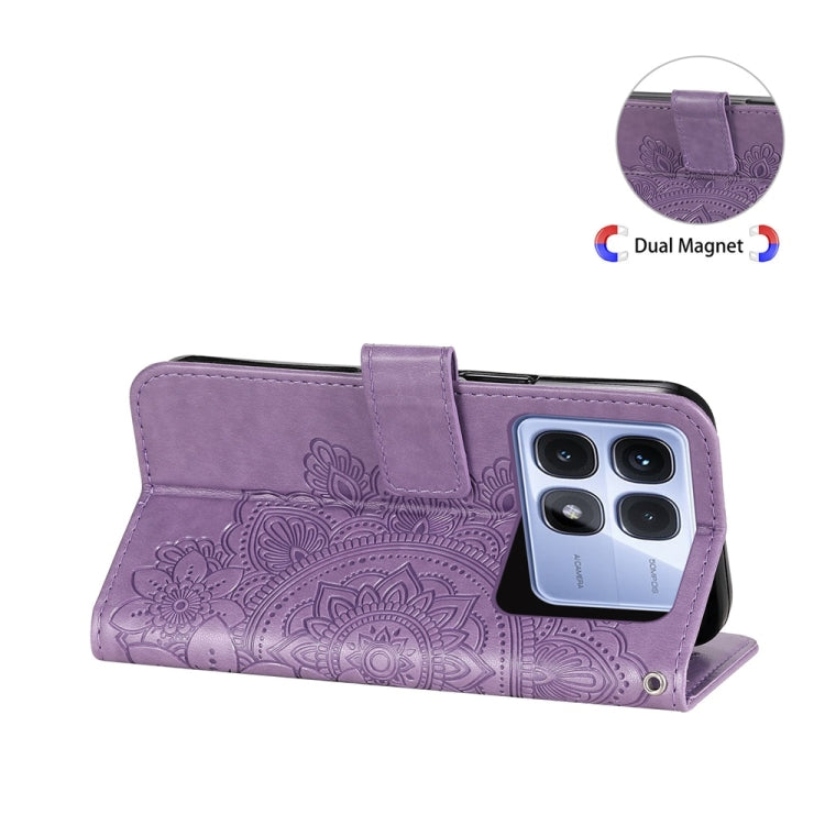 For Redmi K70 Ultra Seven-petal Flowers Embossing Leather Phone Case(Light Purple)