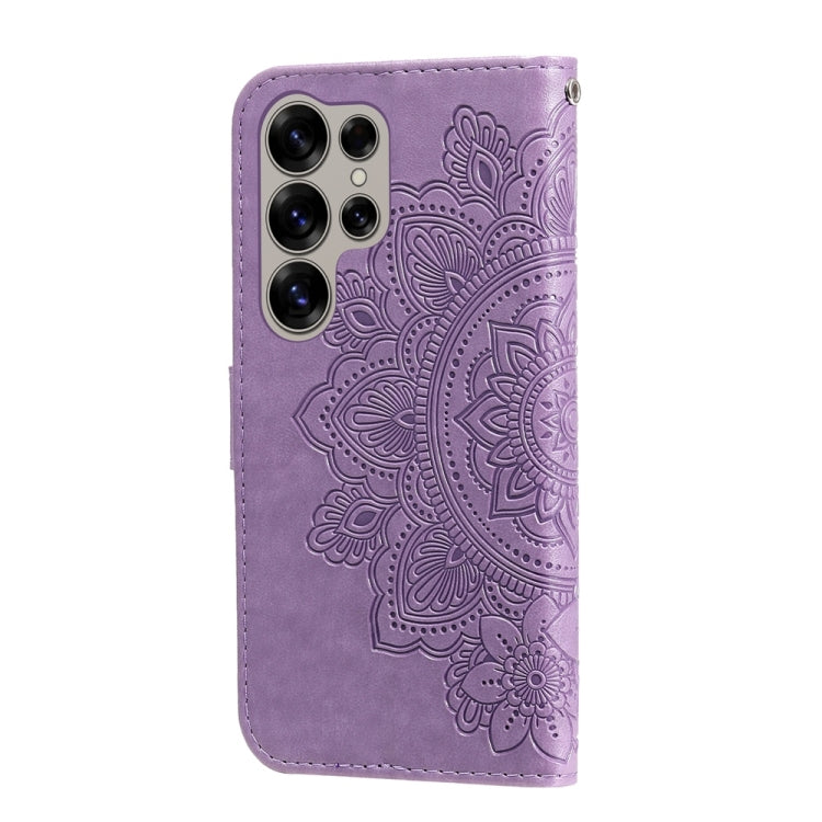 For Samsung Galaxy S25 Ultra 5G Seven-petal Flowers Embossing Leather Phone Case(Light Purple)