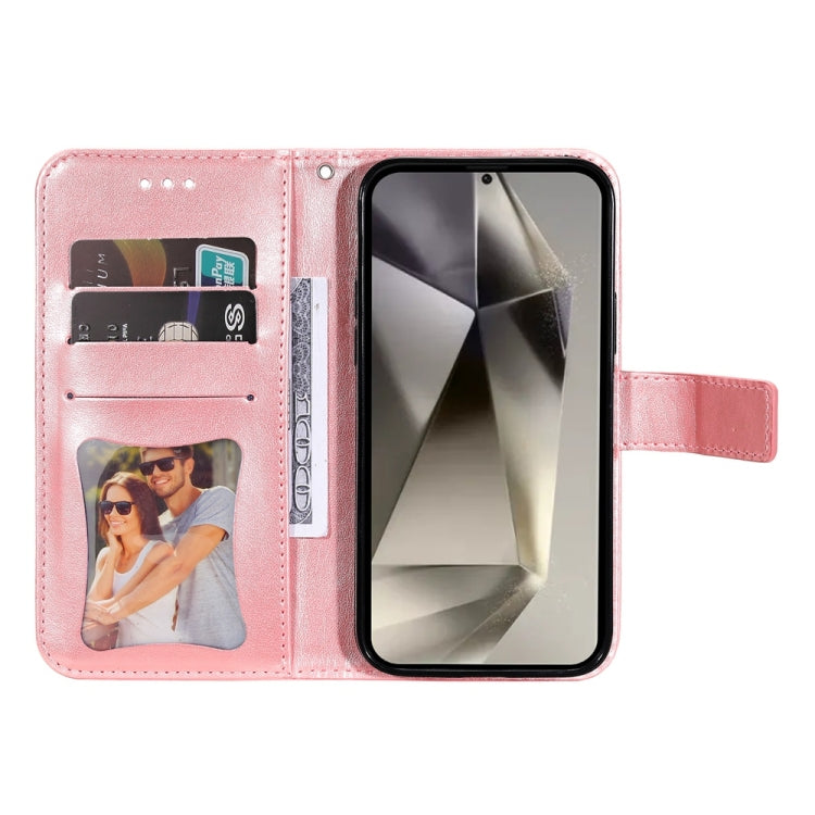 For Samsung Galaxy S25 Ultra 5G Seven-petal Flowers Embossing Leather Phone Case(Rose Gold)