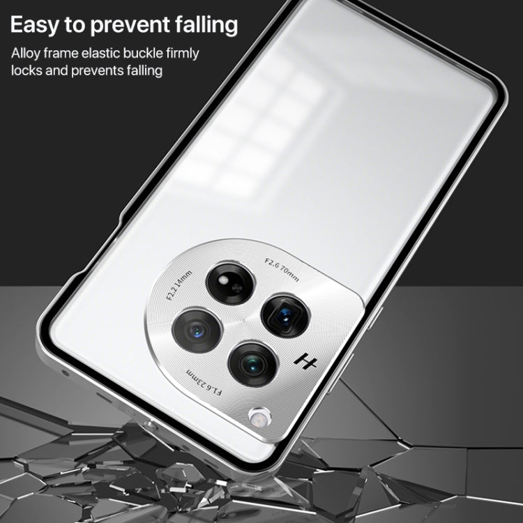 For OnePlus Ace 3 Pro Snap Buckle Single-sided Metal Frame Frosted Phone Case(Dark Green)